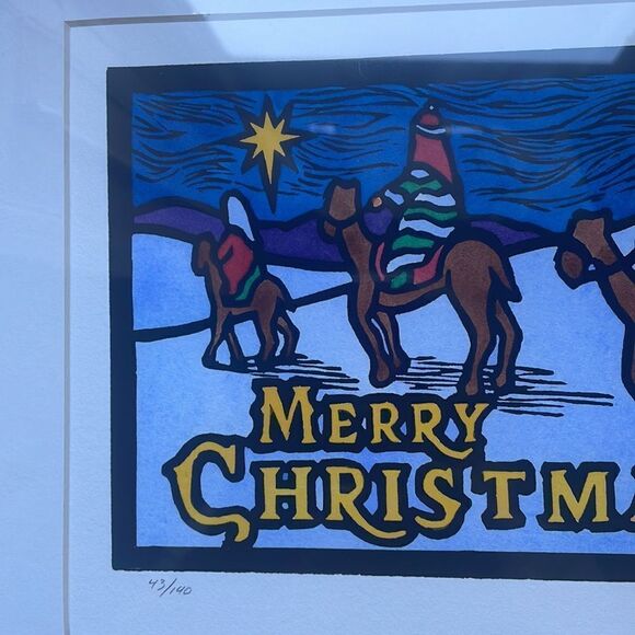 New in packaging “Merry Christmas” print with the three wise men & mat - Picture 3 of 8